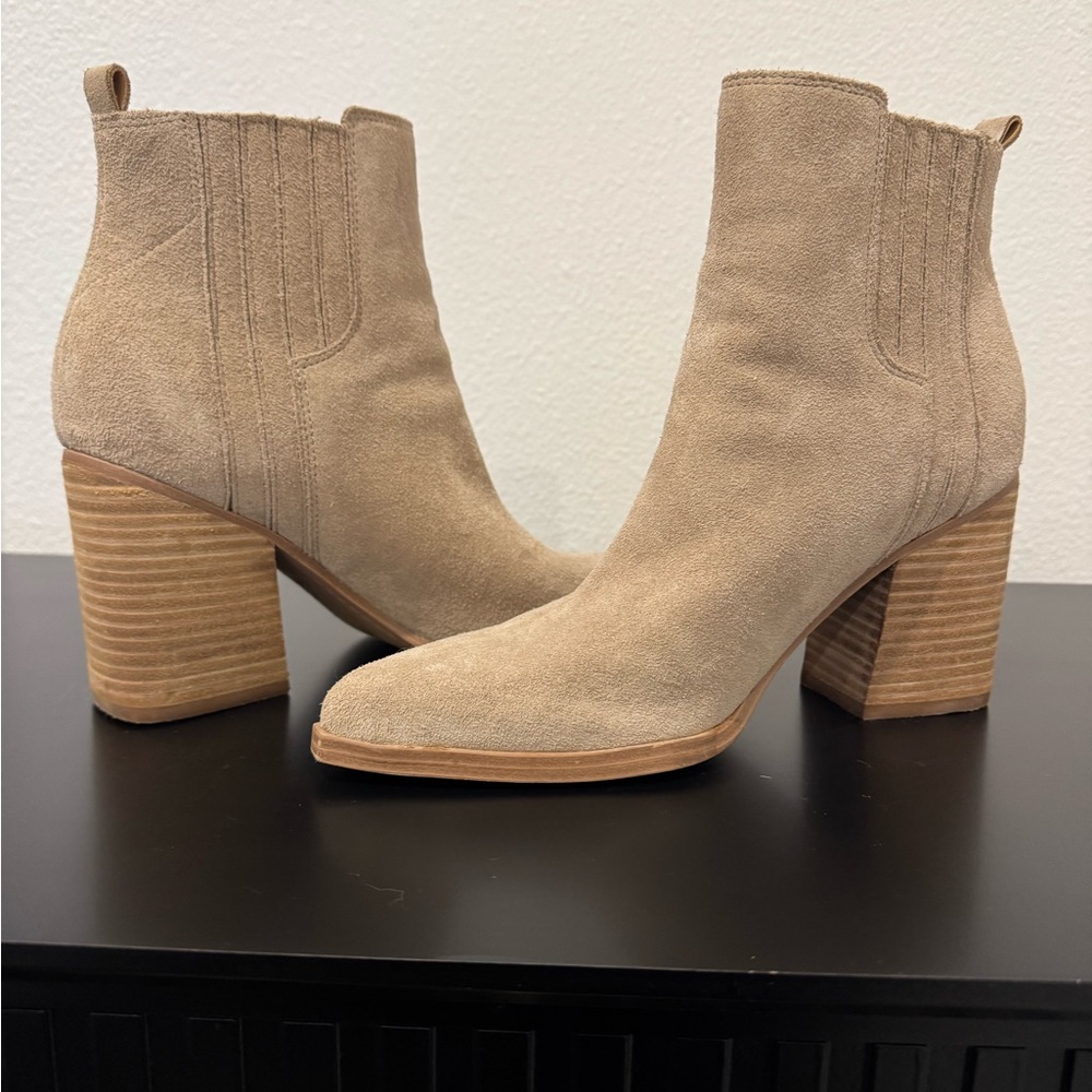 Marc Fisher Beige Suede Ankle Booties